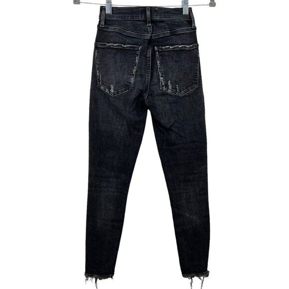 Agolde Womens Black Wash Distressed Sophie Crop Denim Jeans Sz. 25 - Picture 2 of 10